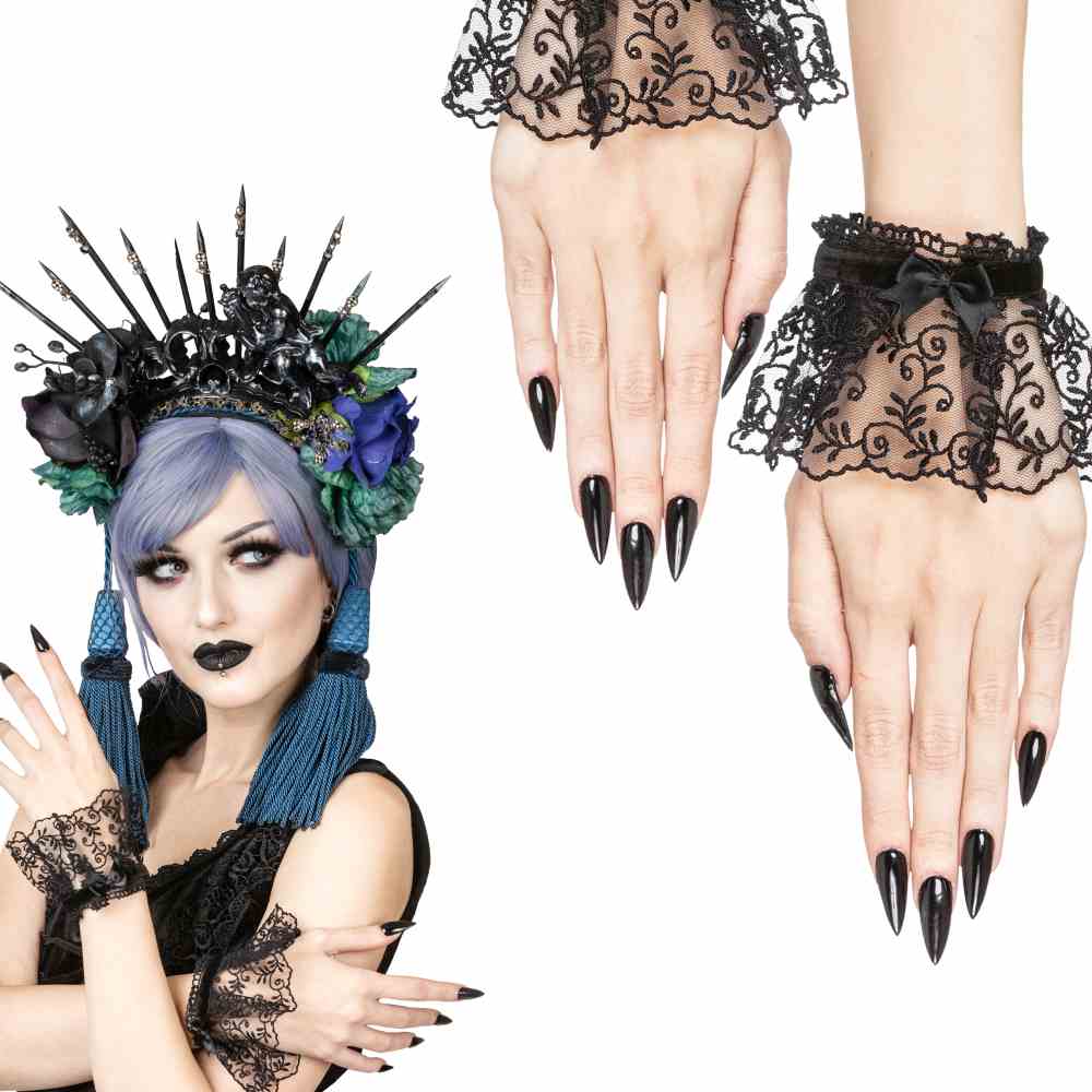 Sinister - A048 gothic cuffs Bracelet Costume - Noir